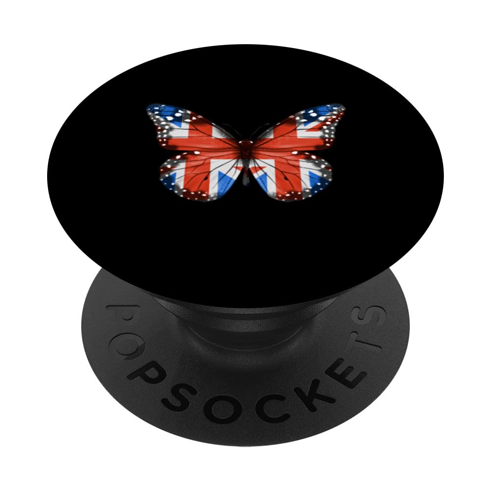 British British Flag Butterfly PopSockets Swappable PopGrip