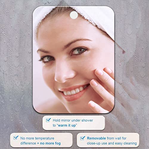 DFLLLO Shaving Mirror for Shower Travel Shower Camping Kids Small Frameless Mirror 28cm x 19cm with 1 Adhesive Hook