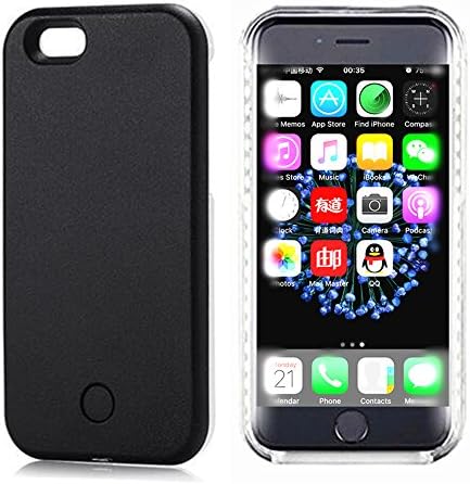 LED Light Selfie Phone Case for Apple Iphone 7plus 5.5 Inch Flash Luminous Cover (Black iphone 7 plus 5.5")
