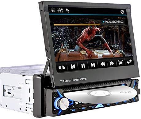 1 DIN Car Multimedia Stereo Radio CD DVD Player Receiver, 7 inch Touch Screen Monitor, Bluetooth, FM/USB/SD/MP4/MP3/AUX