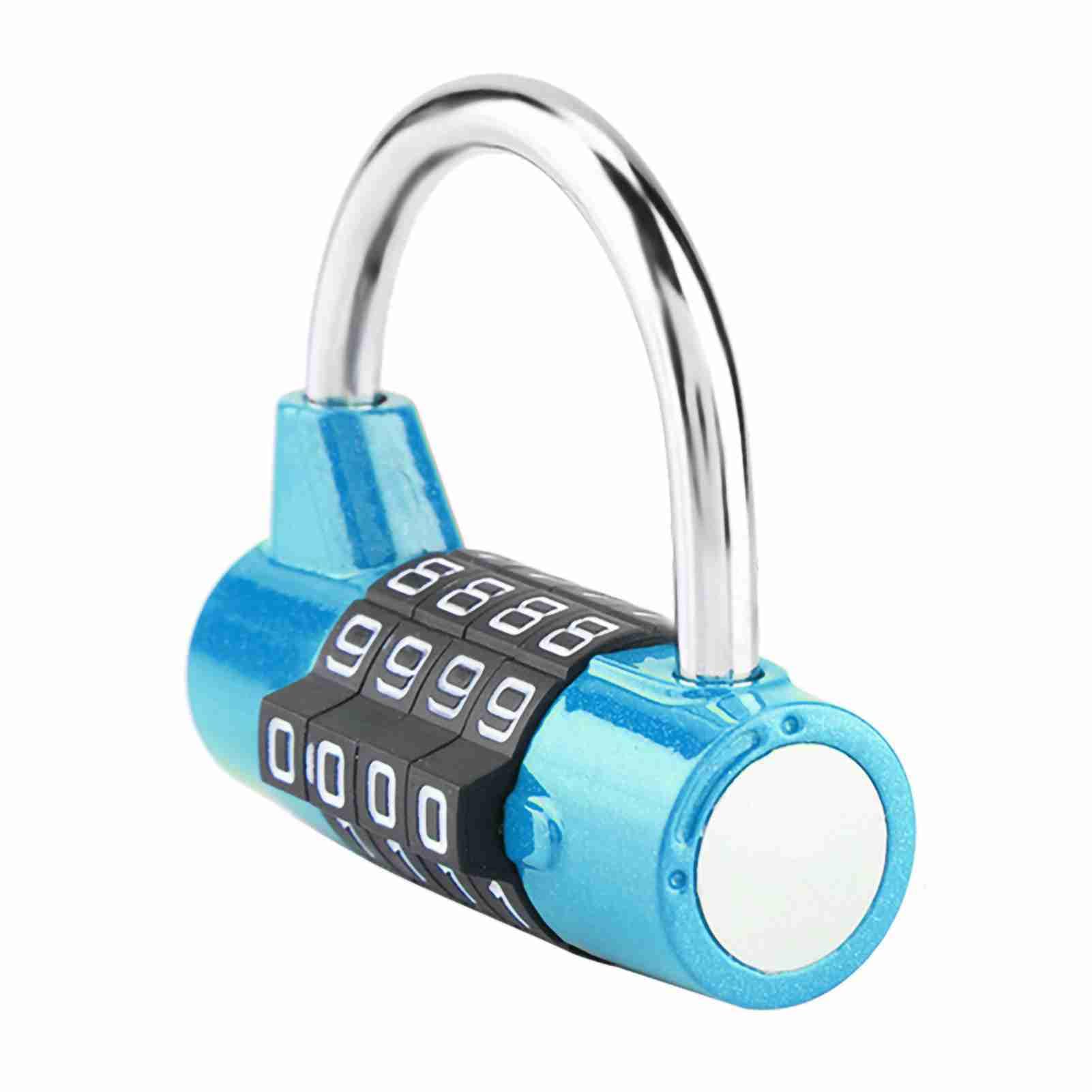 4 Dial Digit Code Combination Padlock Travel Suitcase Gym Locker Security Zinc Alloy Password Lock (Blue)