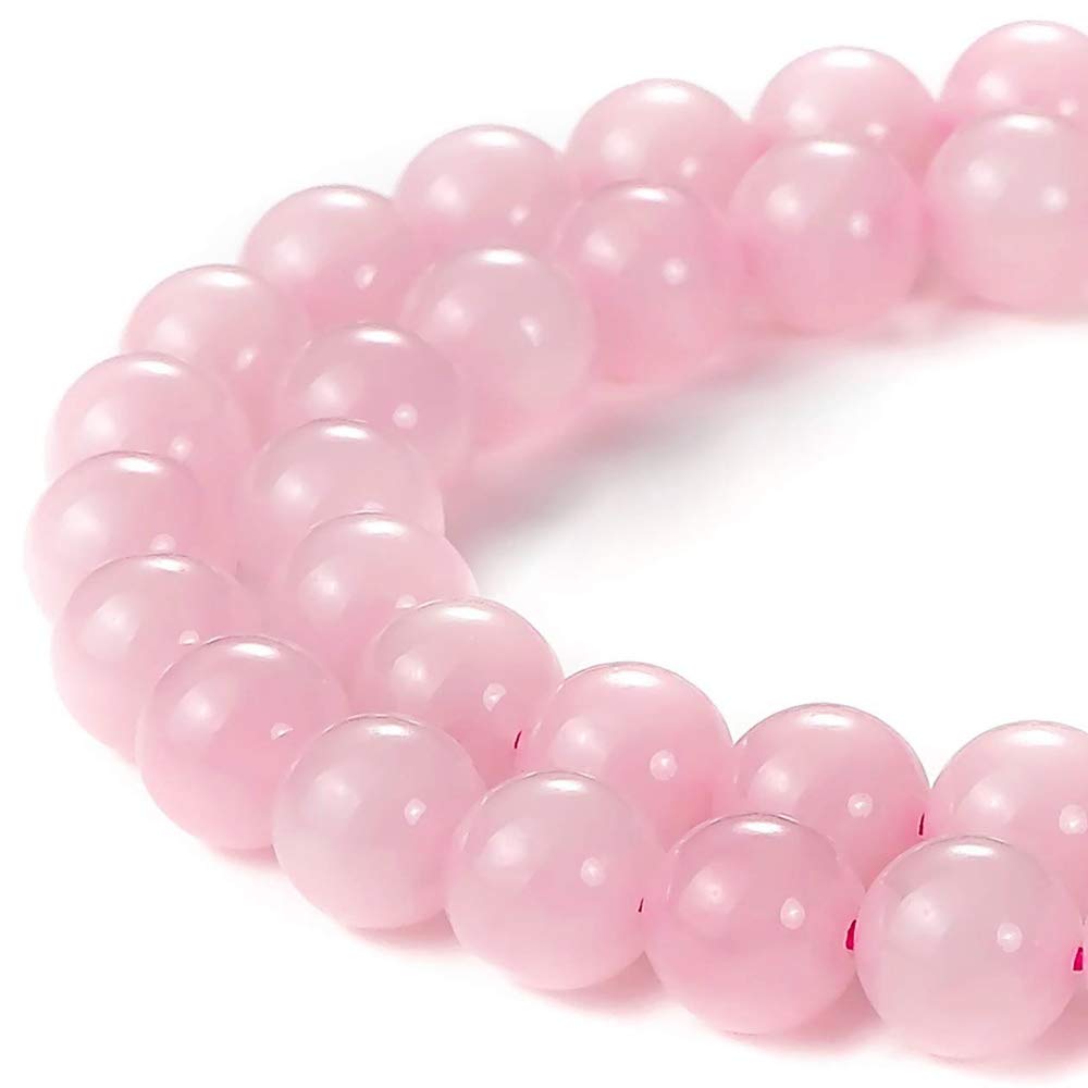 MJDCB7A Pure Natural Rose Quartz Beads Round Loose Beads for Jewelry Making DIY Bracelet 15" (8mm)