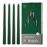 Light In The Dark Holiday Green Taper Candles - Set of 14 Dripless Candles - 10 inch Tall, 3/4 inch Thick - 7.5 Hour Clean Burning