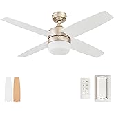 Prominence Home Atlas 44 Inch Modern Indoor LED Ceiling Fan with Light, Remote Control, Reversible Motor, 4 Dual Finish Blade