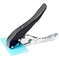 Hole Punch 1/4 inch, Heavy Duty Single Hole Punch Adjustable Hole Spacing, Metal Silver Hand-held Hole Puncher for ID Cards PVC Cards Badge Plastic Cardboard