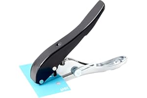 NEWISDOMAKE Hole Punch 1/4 inch, Heavy Duty Single Hole Punch Adjustable Hole Spacing, Metal Silver Hand-held Hole Puncher for ID Cards PVC Cards Badge Plastic Cardboard