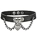 FINREZIO Unisex Punk Rock Leather Bracelet and Heart Choker Collar Necklace Set for Women Men 3PCS (A: Choker and Bracelet Set)