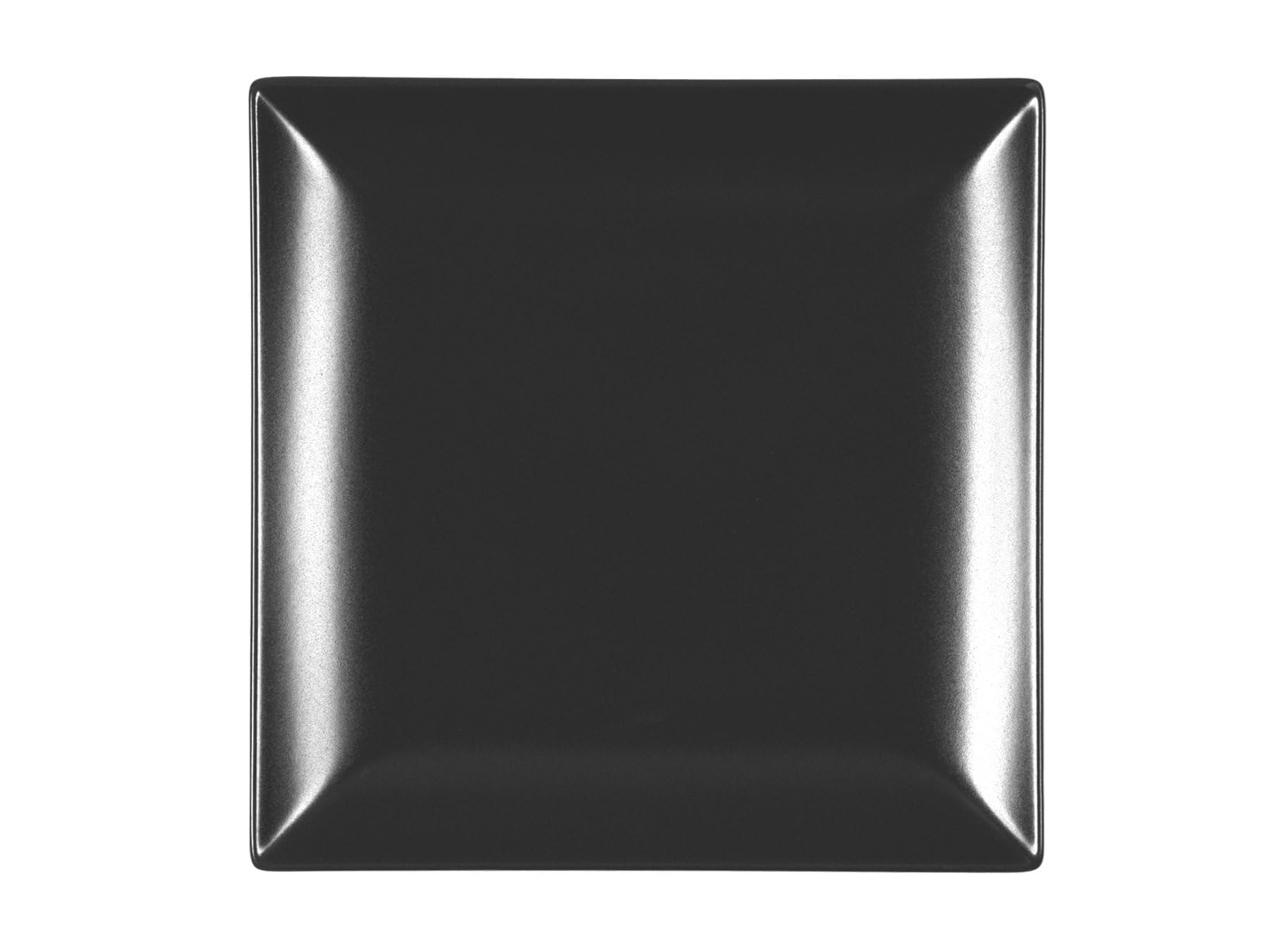 H&H Boston Set of 6 Dinner Plates, Stoneware, Black, Square, 24 x 24 cm