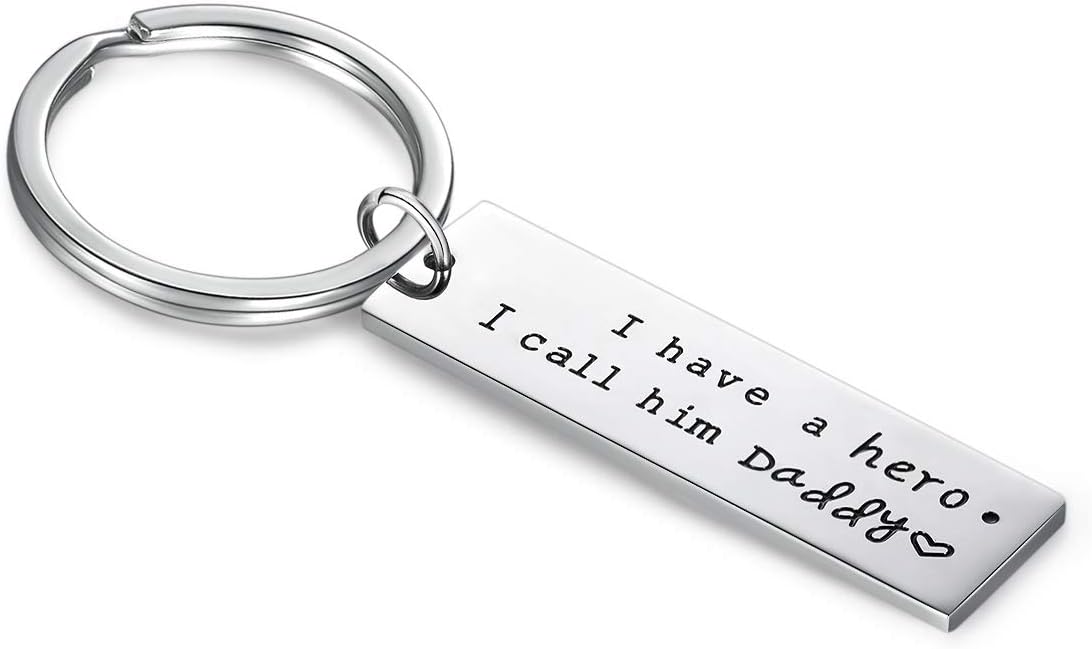 Stainless Steel Dad Keychain for Birthday Fathers Day from Daughter Son