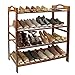 HQdeal Bamboo Shoe Rack 4 Tiers Free Standing Shoe Tower Storage Organizer Shelf Boot Stand for Entry Closet Adjustable Eco-Friendly