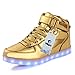 TUTUYU Boys and Grils 11 Colors LED Light Up Shoes High Top Fashion Flashing Sneakers (US6(Big Kid)=EUR39, Gold)