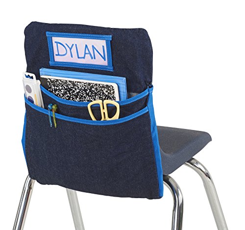 ECR4Kids Classroom Chair Seat Companion Pocket Organizer with Name Tag, Small
