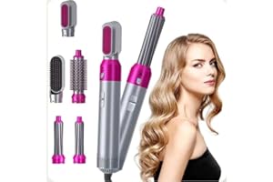RIYCUOWT Diva Glow Multi Styler 5 in 1 Hair Styler Blow Dryer, Hair Dryer Brush Blow Dryer Brush,Ceramic, Hot Air Blow Out Brush, Curling, Volumizing, Straighten, Soft Curls, Waves, Salon Tools, Spinning Brush