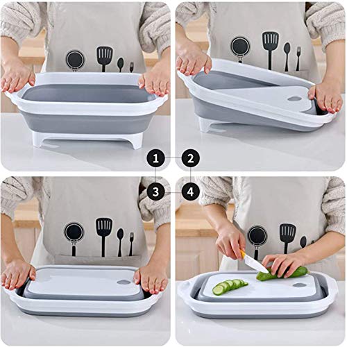 Collapsible Cutting Board, Space Saving 3 in 1 Multifunctional Chopping