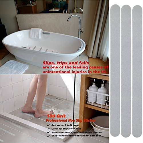 Wild Tribe 24 Pcs 15" Anti-slip Strips Shower Stickers Bath Safety Strips Transparent Non Slip Strips Stickers for Bathtubs Showers Stairs and Floors