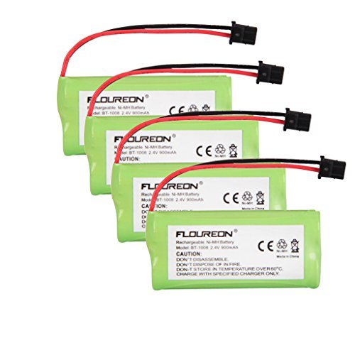 Floureon 4 Packs 2.4V 900mAh Rechargeable Cordless Phone Telephone