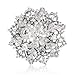 White Crystals Xmas Snowflake Brooch Pin Pendant - Silver Tone - Gift Boxed