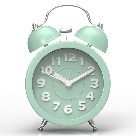 PiLife Mini Doppelglockenwecker , Klassik Wecker Clock mit Nacht Licht, lauter Alarm, kein Ticken, geräuschlos, Wecker große 