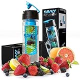 Savvy Infusion Flip Top Infuser Bottle - Featuring Unique Leak Proof Twist Cap Lid- Enjoy Healthy Fruit Infused Water - 24 ounces - Great Gift for Women - Includes Bonus Recipe eBook
