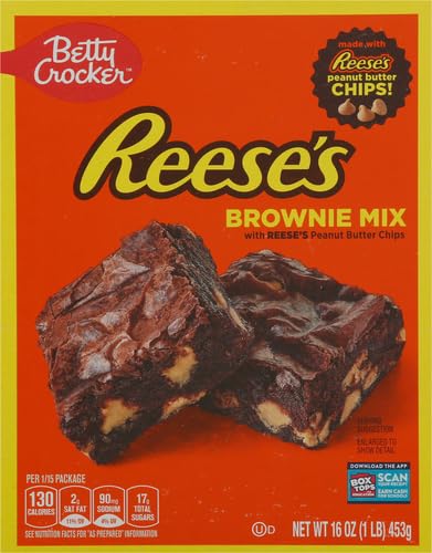 BETTY CROCKER REESE’S BROWNIE MIX WITH REESE’S PEANUT BUTTER CHIPS, HOLIDAY BAKING, 16 OZ