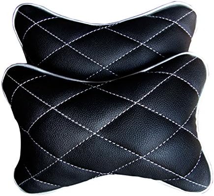 Hi Art CS_6 Double Quilted Car Neck Rest Cushion (Black, Pack of 2)