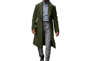 MNCEGEER Men's Trench Coat Notch Lapel Double Breasted Casual Cotton Blend Peacoat