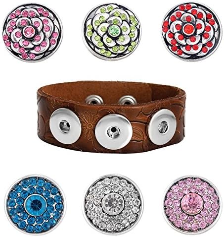 Brown Leather Ginger Snap Bracelet Set 18mm Snap Buttons - Interchangeable Ginger Snap Jewelry