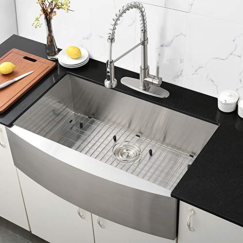 Bokaiya 33 Inch Farmhouse Sink Apron Front Deep Single Bowl 16 Gauge