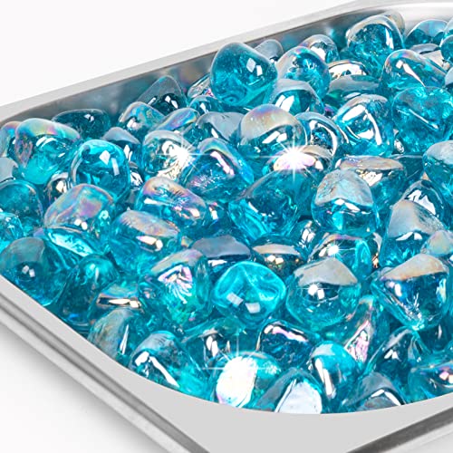 X Home 10 LB Fire Glass Diamonds, 1 Inch Fire Pit Glass for Fire Pit