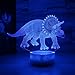 Dinosaur Illusion Night Light for Kids Birthday Gifts Optical Desk Lamp Table Touch Nursery Triceratops Walking Animals Party Western Children Room Decor 7 color Changing USB Crackle New Year Noew You