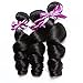 Luduna Brazilian Hair with Closur Unprocessed Brazilian Virgin Human Hair Loose Wave 3 Bundles with Closure Unprocessed Loose Wave Bundles with Closure RemyHair Weave (18 20 22+16, Natural Color)