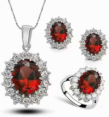 Stayeal 2018 The Most Popular Women Princess Blue Sapphire Pendant Necklace Earrings Ring Set