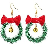 Christmas Earrings for Women, Xmas Bow Earrings Christmas Colorful Light Bulb Earrings Dainty Rhinestone Dangle Drop Earrings Christmas Holiday New Year Earrings Jewelry