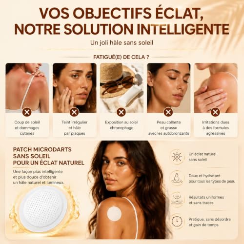 20 Pieces Sun Free Glow Patch Self-Tanning Microdarts, Sun-Free Glow Patches, Natural Sunless Bronzing, Suitable for All Skin Types (2 Boxes)