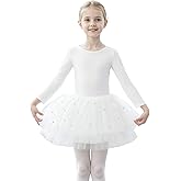 Toddler Girls Ballet Leotard Long Sleeve Tutu Dress with Shiny Skirt Kids Ballerina Dance Outfits
