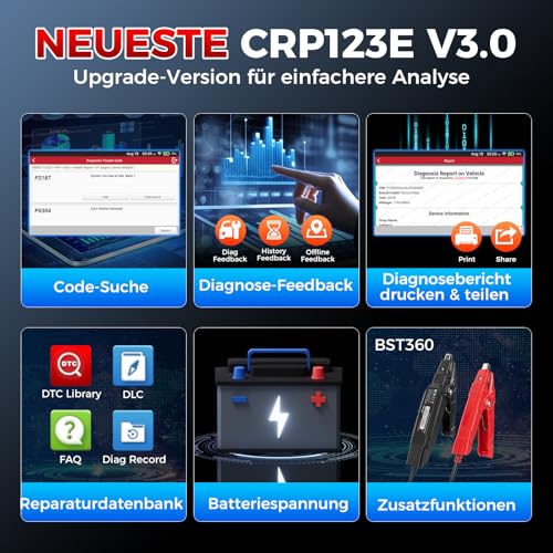 LAUNCH CRP123E V3.0 OBD2 Diagnostic Tool Car Professional Car Tester 4 Systems: Engine, ABS, SRS, Transmission, Diagnostic Device with 7 Resets: EPB, DPF, Oil, SAS, BMS, ABS Bleeding, Throttle, CAN FD