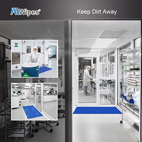 AAwipes Sticky Mat Tacky Pads Adhesive 24" x 36" 5 Packs, 30 Sheets/Packs, 150 Sheets Total Blue Cleanroom Floor Mats Remove Dirt for Laboratory Construction Hospital Shoes