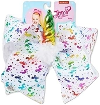 Jojo Siwa Large Rainbow Unicorn & Stars with Horn & Pom pom Hair Dance Fashion Bow