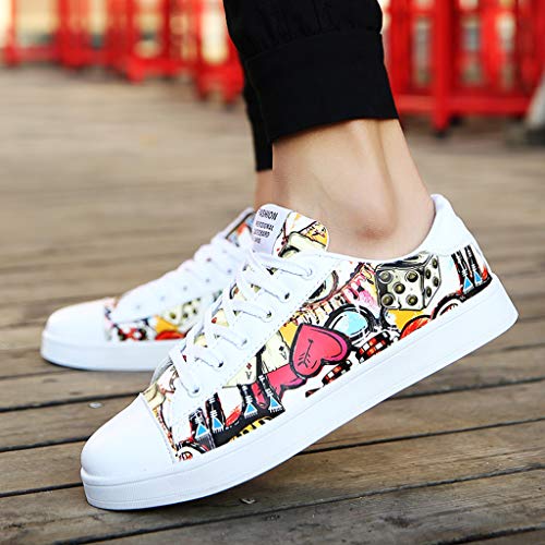 Leadmall Skateboarding Shoes - Men Women Fashion Colorful Print Flat Skater Sneakers - Teenager Casual Daily School Walking Shoes