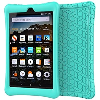 BMOUO Silicone Case for All-New Amazon Fire HD 8 2018 / 2017 - Anti Slip Light Weight Shock Proof Kids Friendly Protective Case for Fire HD 8 Tablet (7th and 8th Generation, 2017 and 2018 Release) , Turquoise
