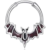 JERWLI Bat Septum Ring 16G 925 Sterling Silver Halloween Goth Septum Ring Nose Hoop Piercing Jewelry Gifts for Women
