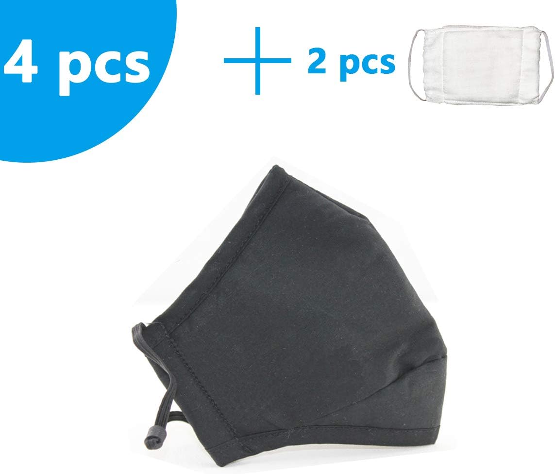 4pcs Masks with 8pcs Filter Paper - Protection Mouth mask - Sealed Bag -Protective Face (BLACK)