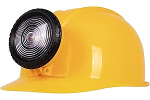 Kangaroo Yellow Construction Hat Costume with Lights for Kids - Plastic Hard Hat Safety Helmet - Christmas Halloween, Birthday Themed Party Supplies Worker Apparel Costume Cap Style