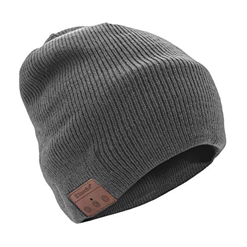 soundbot SB210-GRY/GRY HD Stereo Bluetooth 4.1 Wireless Smart Beanie Headset Musical Knit Headphone Speaker Hat Speakerphone Cap,Built-in Mic (Gry)