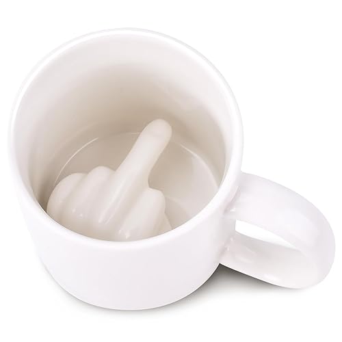 Secret Santa Gifts for Men：Christmas Funny Gifts for Men Him,11OZ 3D Middle Finger Funny Mug,Christmas Presents for Him Friends on Birthday Anniversary