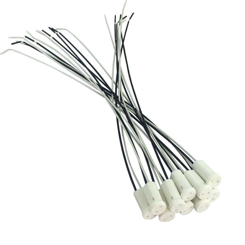 ODETOJOY G4 LED Bulb Socket Halogen MR11 Base Ceremic Lamp Holder Socket Adapter, Miniature Bi-Pin Base Socket for G4 with 10cm Cable (5)