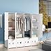 KOUSI Portable Wardrobe Closet for Bedroom Clothes Armoire Dresser MultiFuncation Cube Storage Organizer, White, 10 Cubes 2 Hanging Sections
