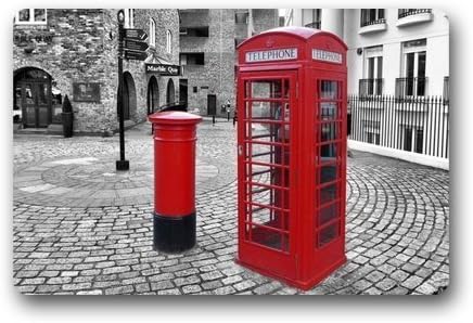 London Red Telephone Booth Background Doormat/Gate Pad for outdoor,indoor,bathroom use!23.6inch(L) x 15.7inch(W)
