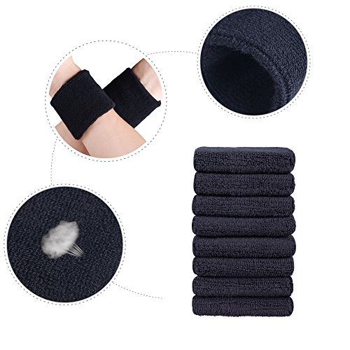 HBY 4 Pairs Athletic Thick Cotton Wristband Sweatband for Sports