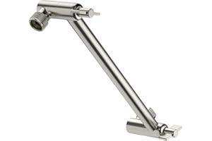 Lordear Shower Extension Arm Brushed Nickel,11 Inch Wall Mounted Extender Rainfall Adjustable Extension Shower Head Arm, Easy for Any Shower Angles